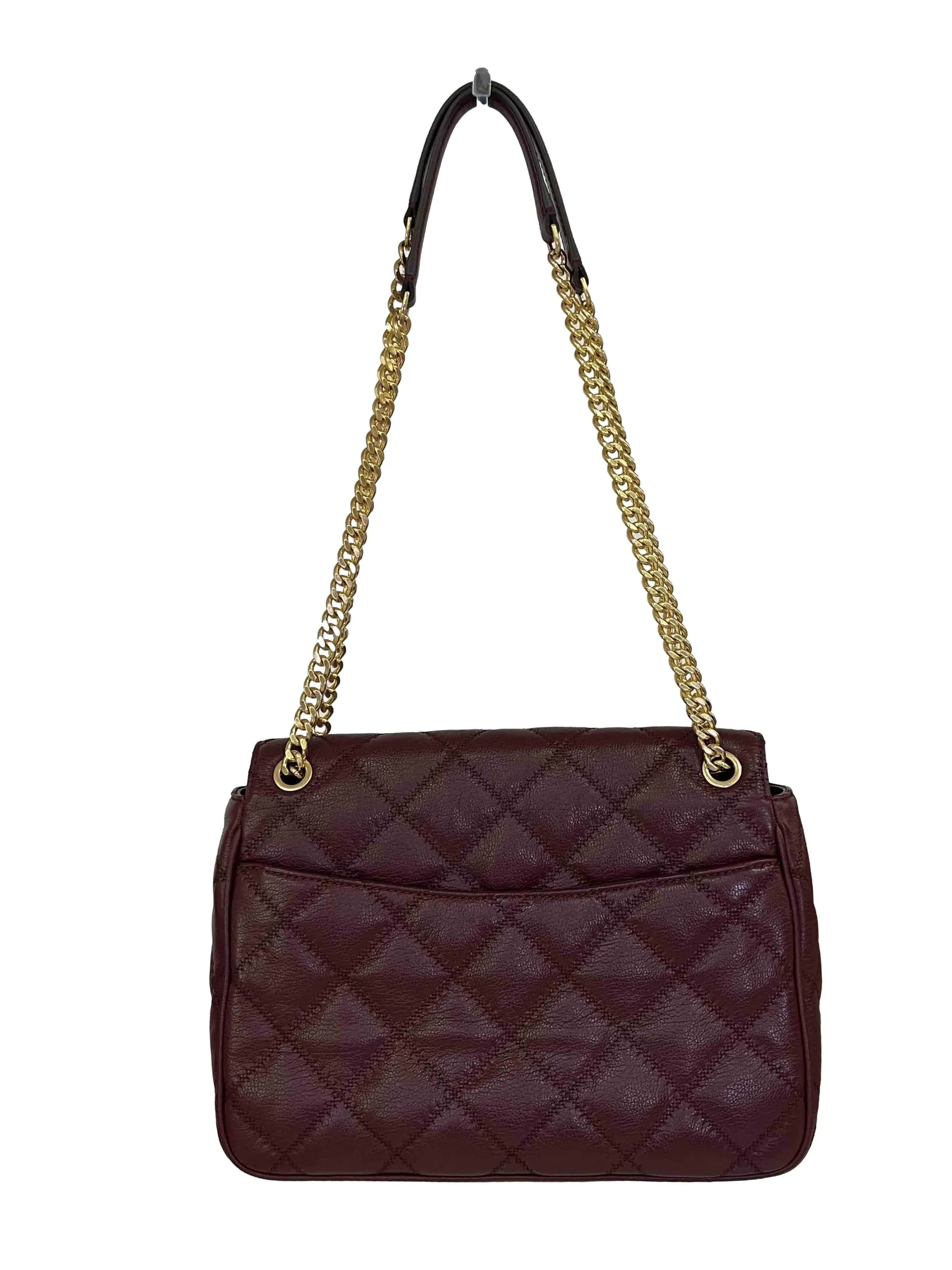 Maroon Leather Quilted Handbag
