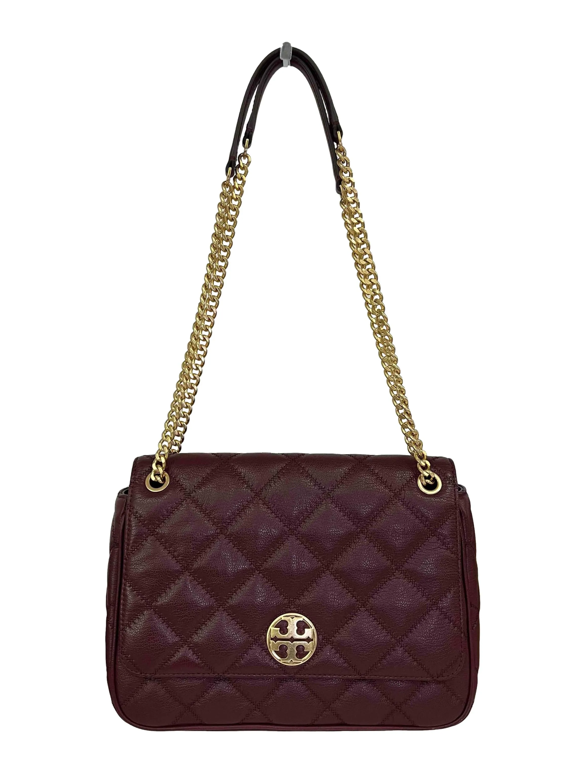 Maroon Leather Quilted Handbag