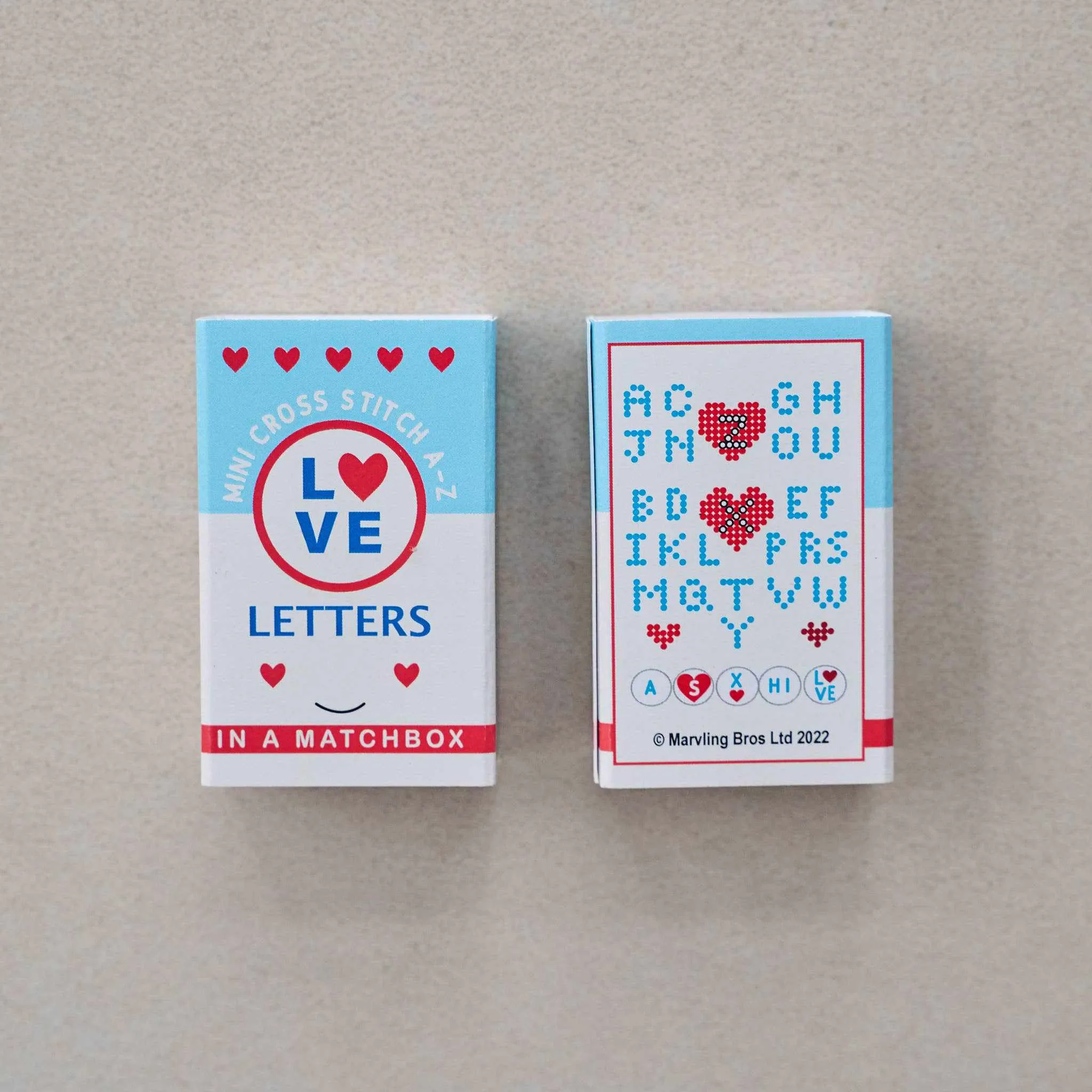 Marvling Bros - Love Letters Mini Hoop Cross Stitch in a matchbox