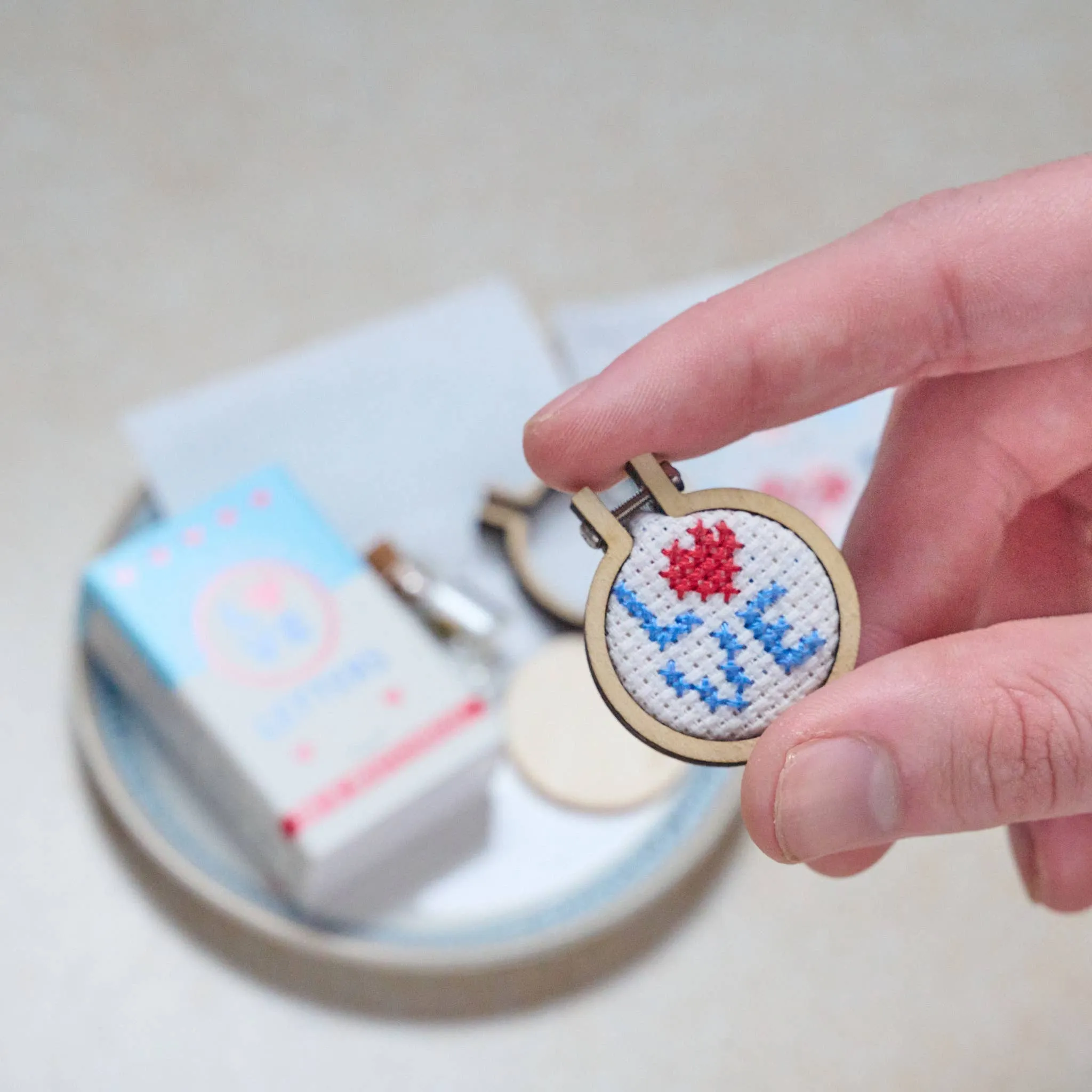 Marvling Bros - Love Letters Mini Hoop Cross Stitch in a matchbox