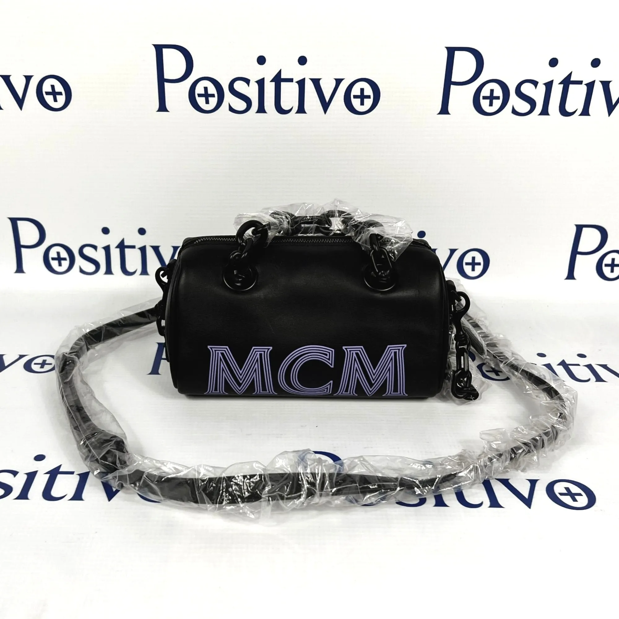 MCM Chain Black Leather Boston Bag