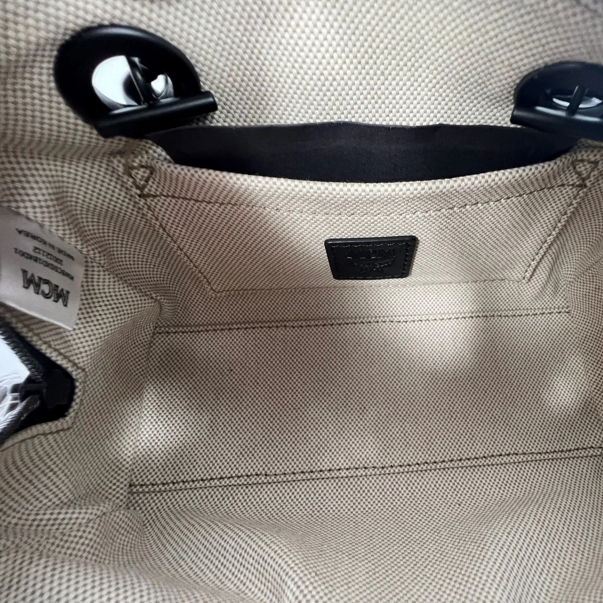 MCM Chain Black Leather Boston Bag