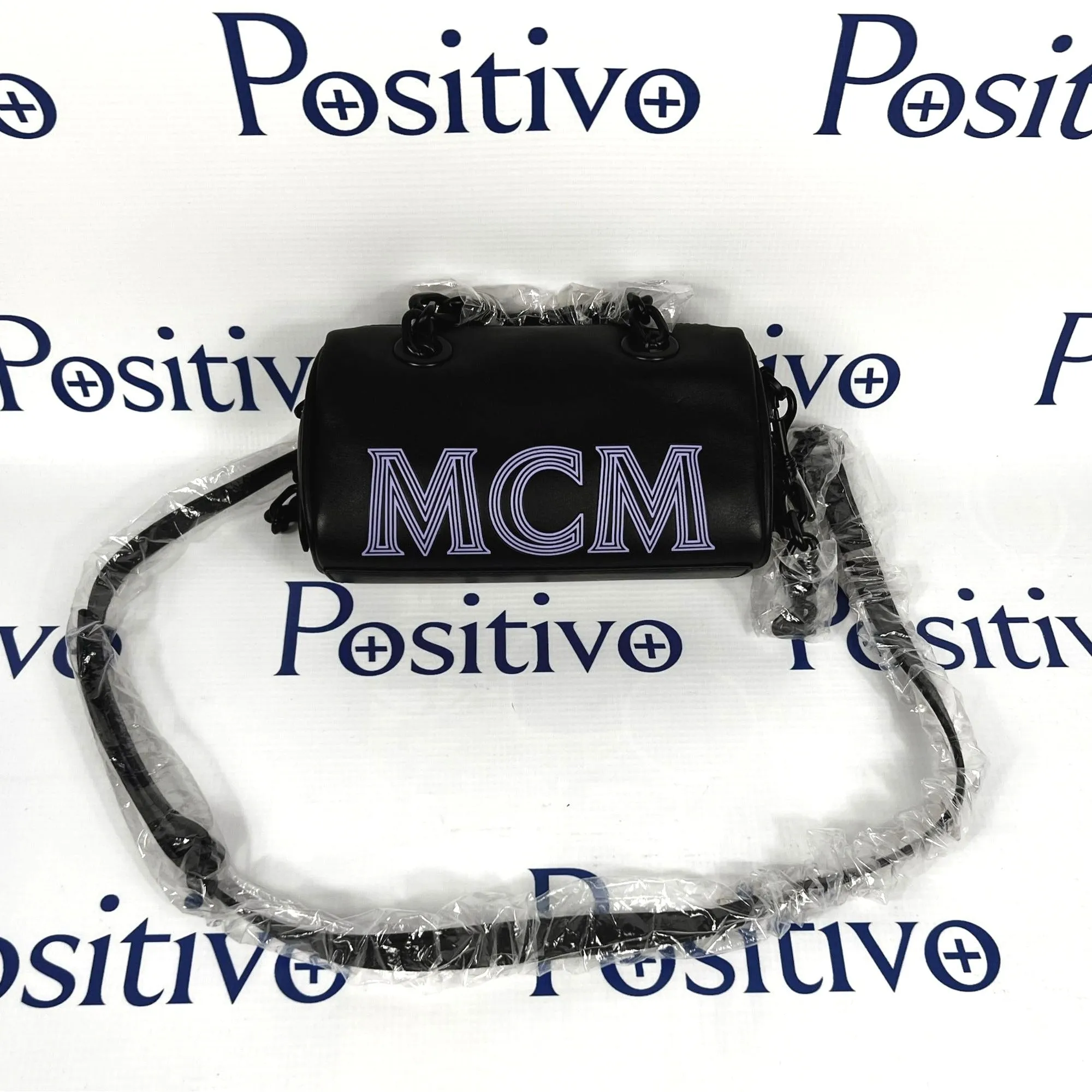 MCM Chain Black Leather Boston Bag