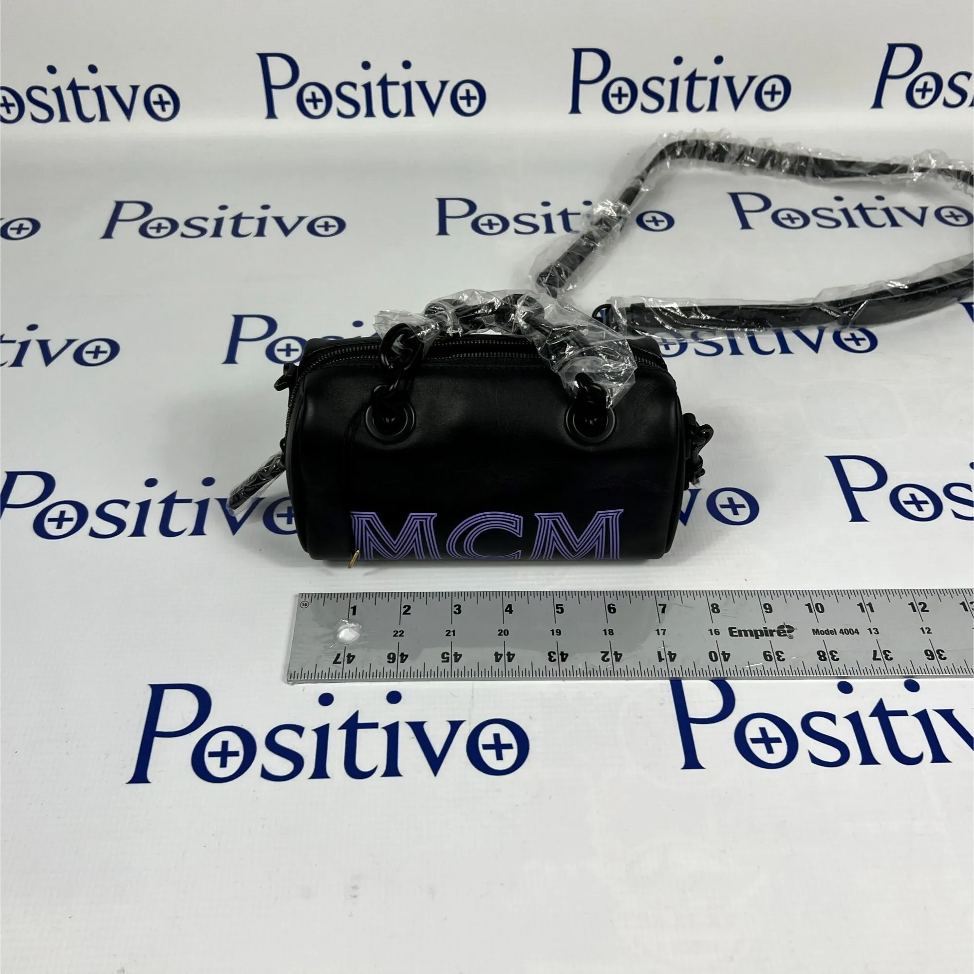 MCM Chain Black Leather Boston Bag