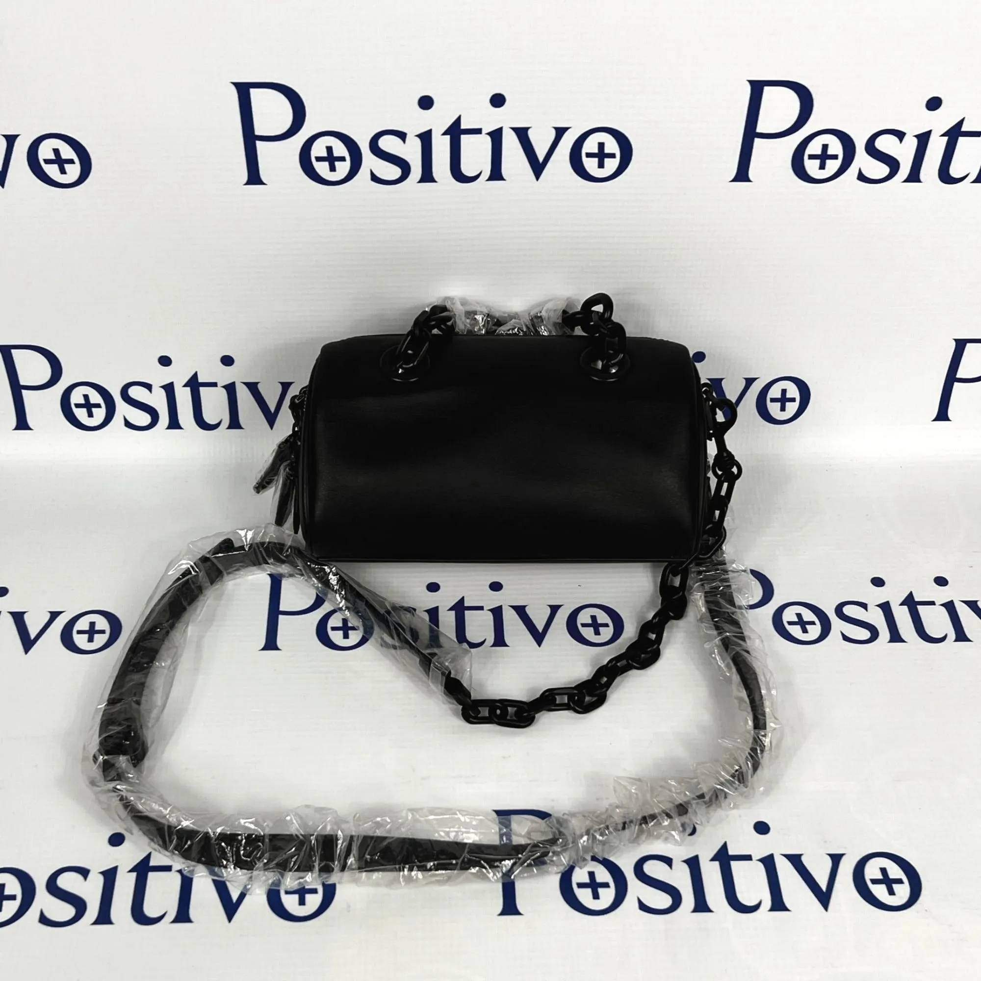 MCM Chain Black Leather Boston Bag