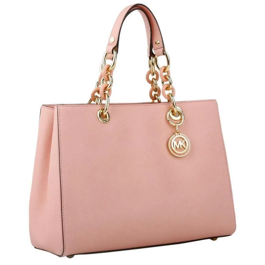 Michael Kors Cynthia Satchel Medium Handbag Pale Pink Shoulder Bag Purse New