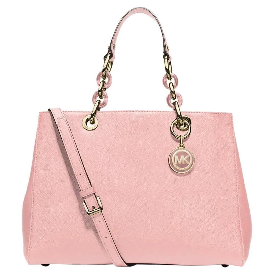 Michael Kors Cynthia Satchel Medium Handbag Pale Pink Shoulder Bag Purse New