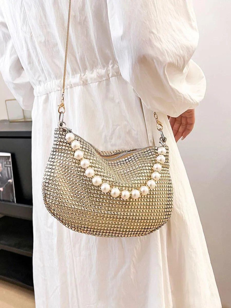 Mini Faux Pearl Decor Shoulder Bag MNBF097