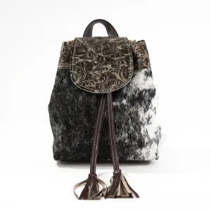 Mini Kelsea Backpack - Black & White w/ Bronzed Caracole