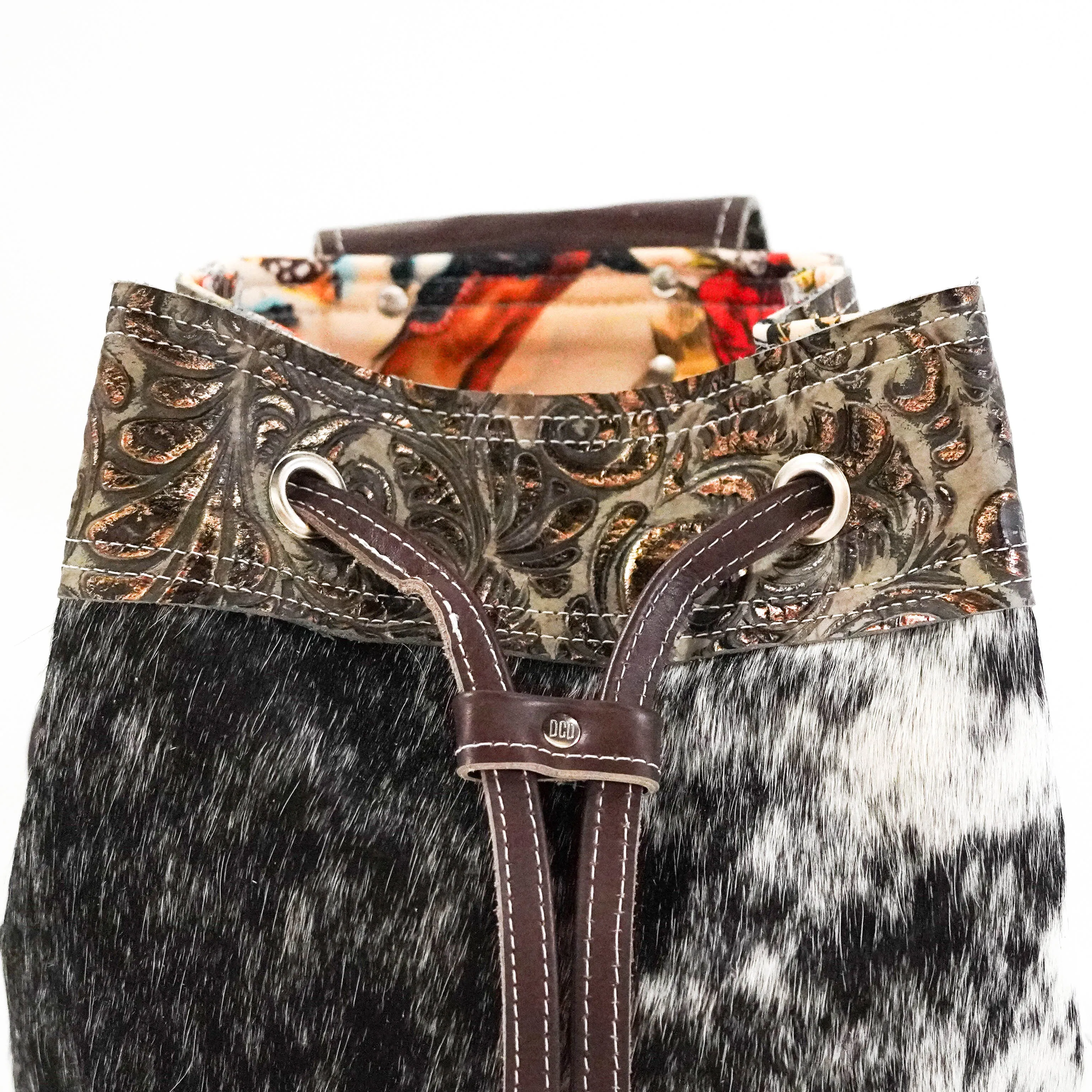 Mini Kelsea Backpack - Black & White w/ Bronzed Caracole
