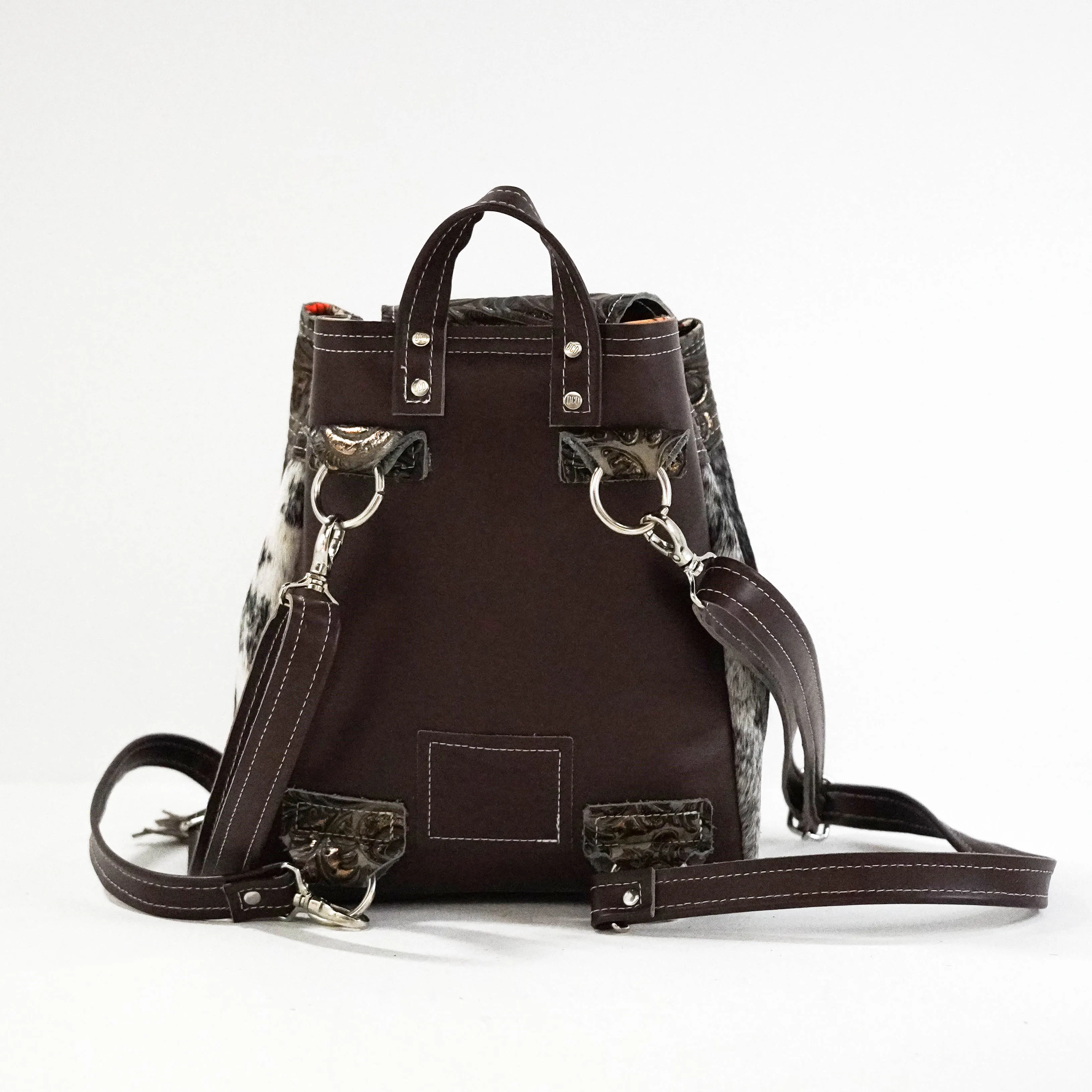 Mini Kelsea Backpack - Black & White w/ Bronzed Caracole