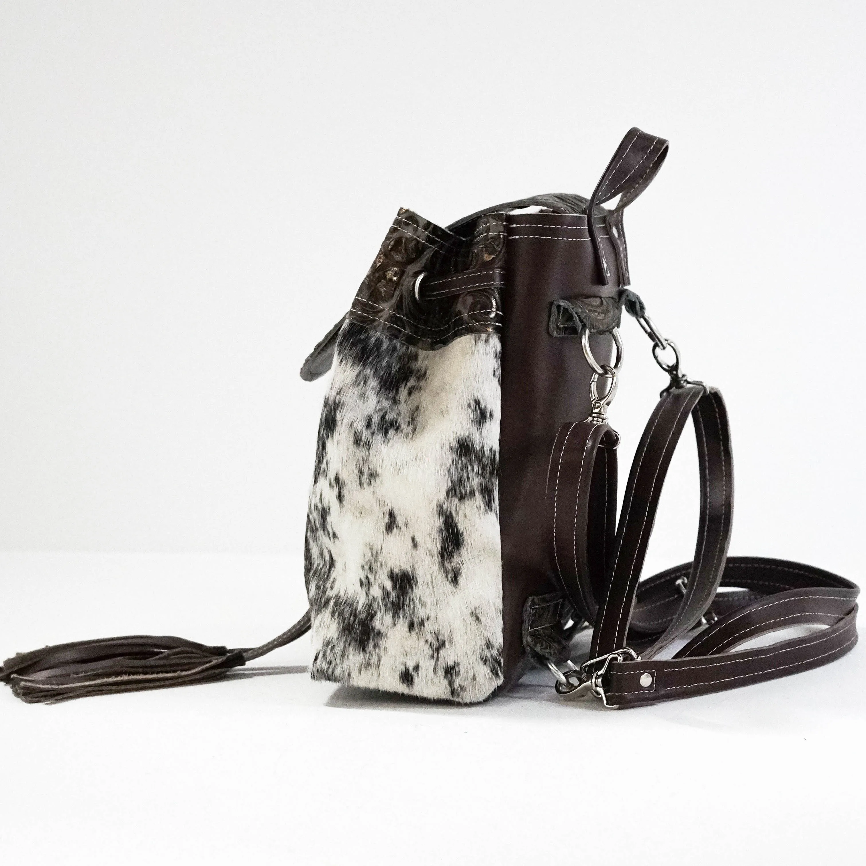 Mini Kelsea Backpack - Black & White w/ Bronzed Caracole