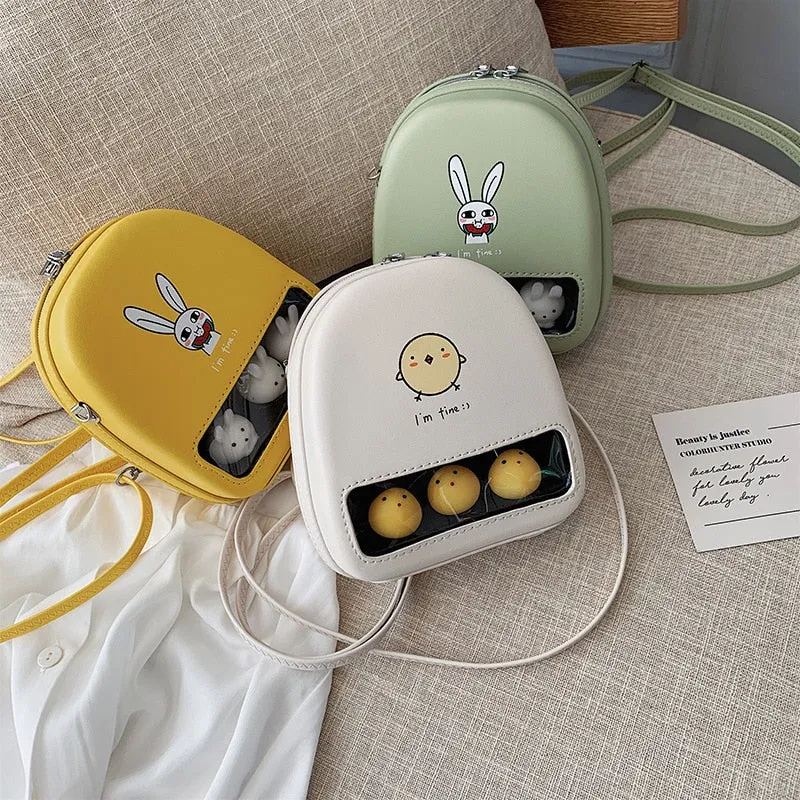 Mini PU shoulder bag - chick rabbit pig