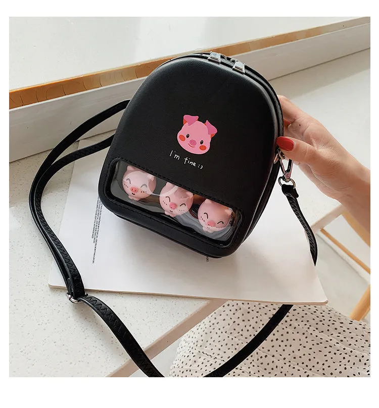 Mini PU shoulder bag - chick rabbit pig
