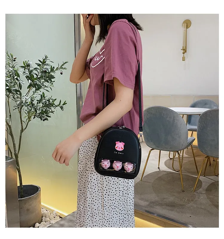 Mini PU shoulder bag - chick rabbit pig