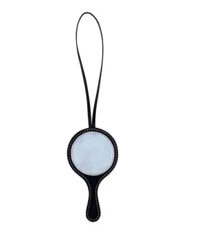 MIRROR LEATHER CHARM, SILVER