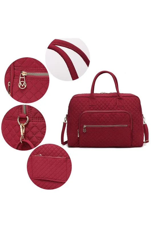 MKF Collection Jayla Solid Quilted Duffle Bag