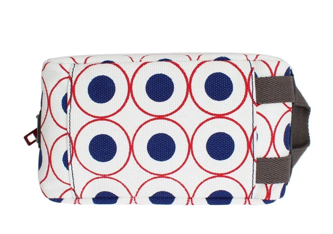 Multicolor denim toiletry bag
