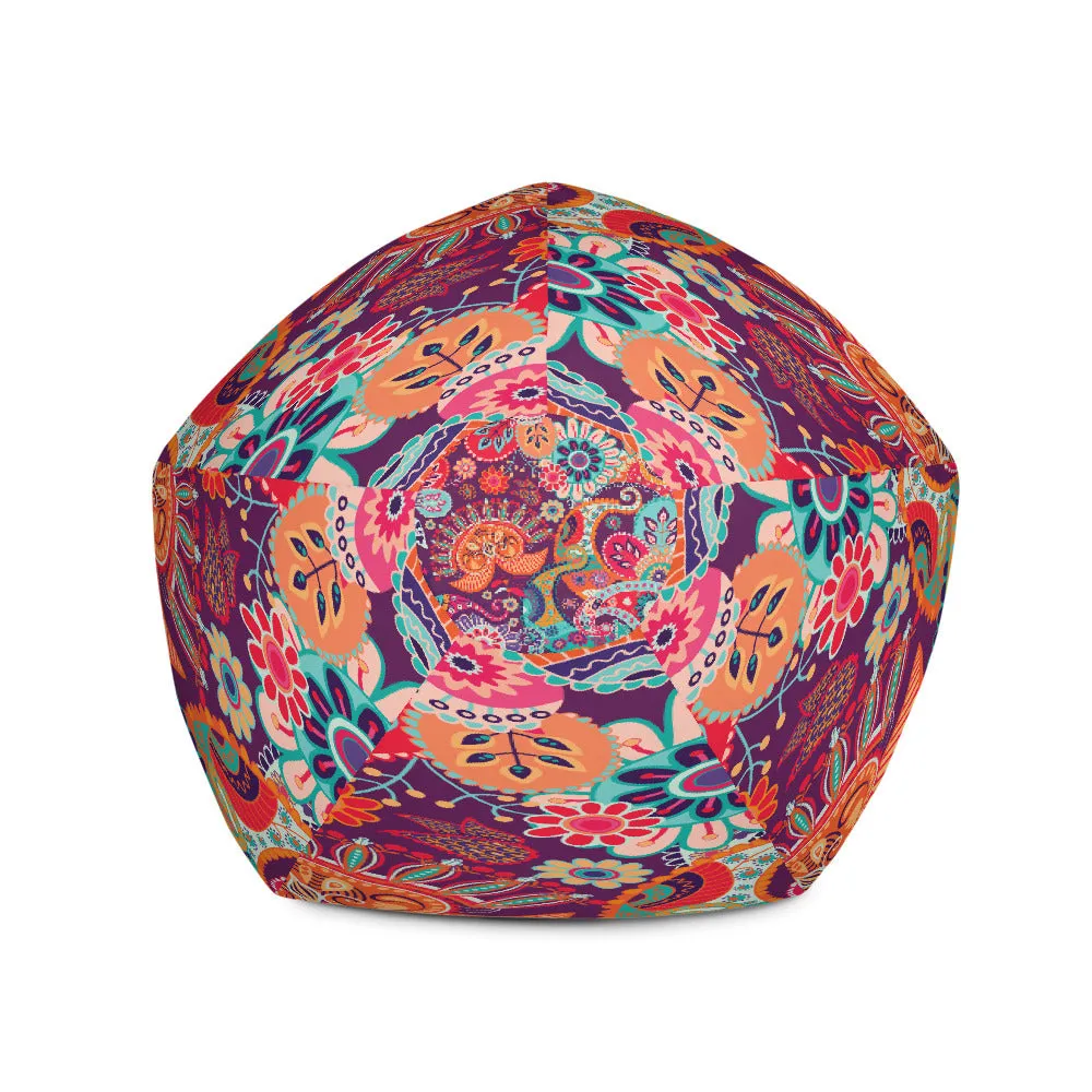 Multicolor Floral Tribe - Sustainably Made Bean Bag Chair Cover