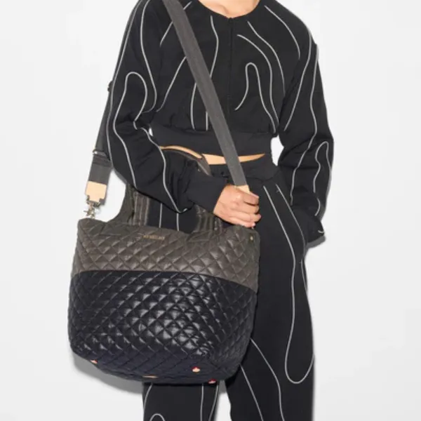 MZ Wallace Medium Metro Deluxe Tote in Black / Magnet Color Block