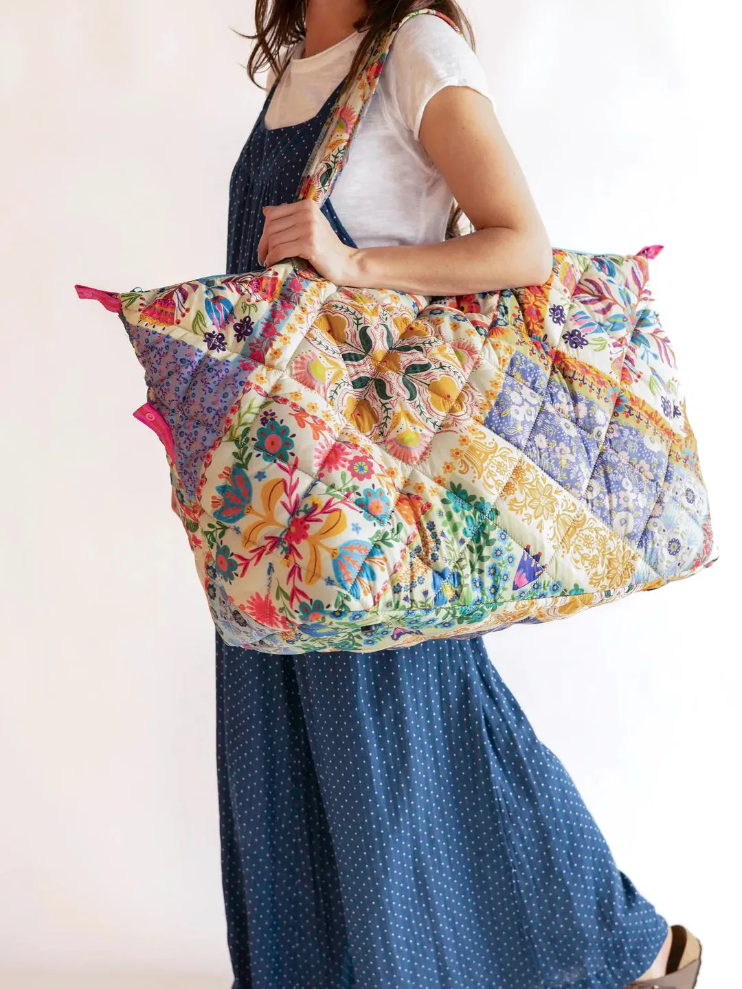 Natural Life Puffy Weekender Bag-Mandala Patchwork Cream