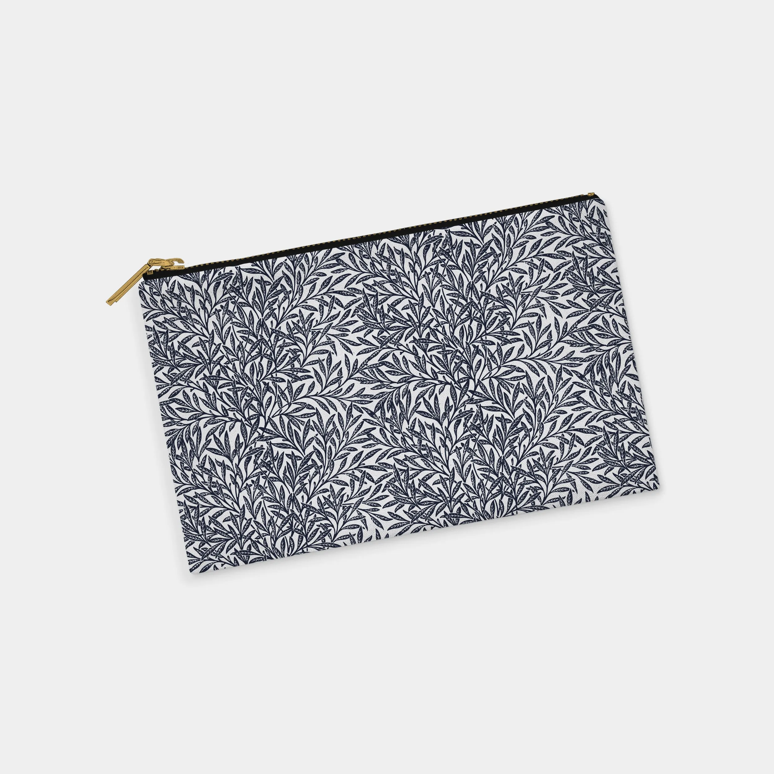 Navy Leaves Personalized Zipper Pouch