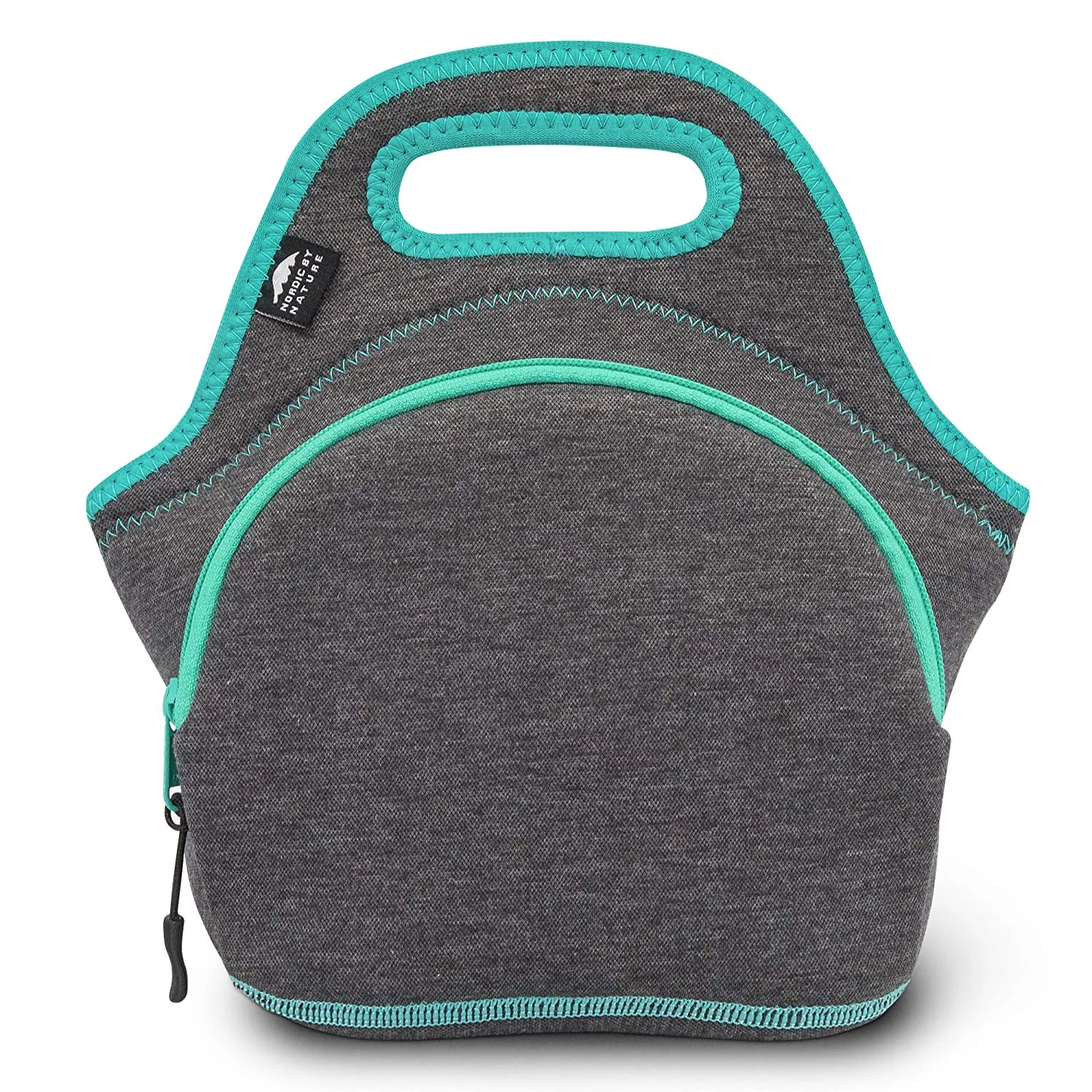 Neoprene Lunch Bag For Women, Men & Kids (12") | Extra Thick 5mm Insulation Keeps Your Lunch Box Delicious For Hours | Washable | Soft Cotton | Extra Pocket | YKK zippers | M, Darkgrey/Lagoon