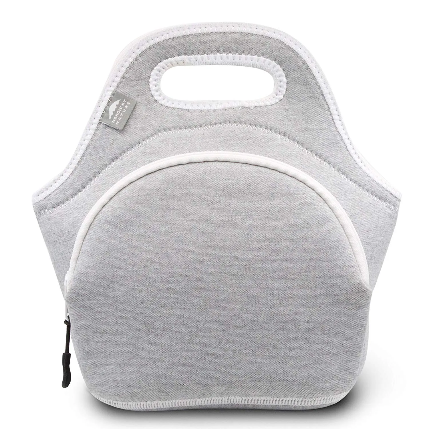 Neoprene Lunch Bag For Women, Men & Kids (12") | Extra Thick Insulation Keeps Your Lunch Delicious For Hours | Washable And With Soft Cotton, Extra Pocket and YKK zippers | M, Light Grey