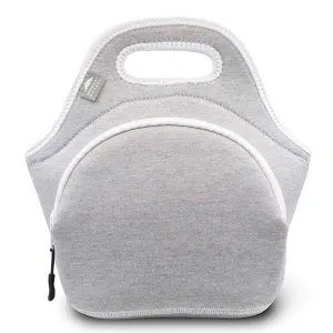 Neoprene Lunch Bag For Women, Men & Kids (12") | Extra Thick Insulation Keeps Your Lunch Delicious For Hours | Washable And With Soft Cotton, Extra Pocket and YKK zippers | M, Light Grey