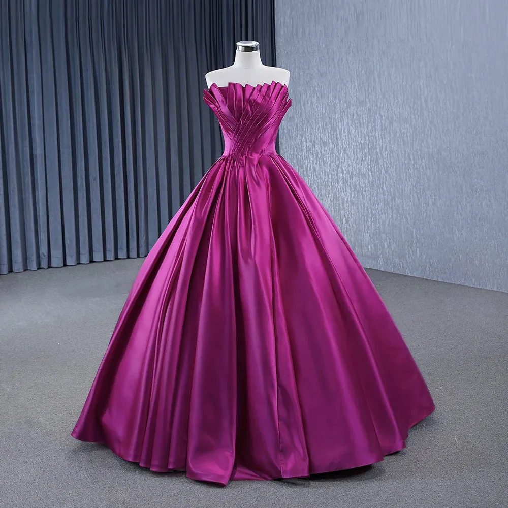 Novelty A Line Satin Strapless Ball Gown Evening Dress for Women