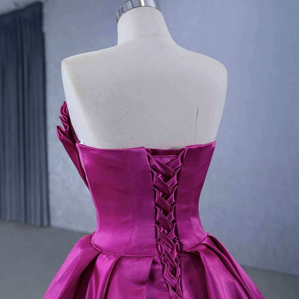 Novelty A Line Satin Strapless Ball Gown Evening Dress for Women
