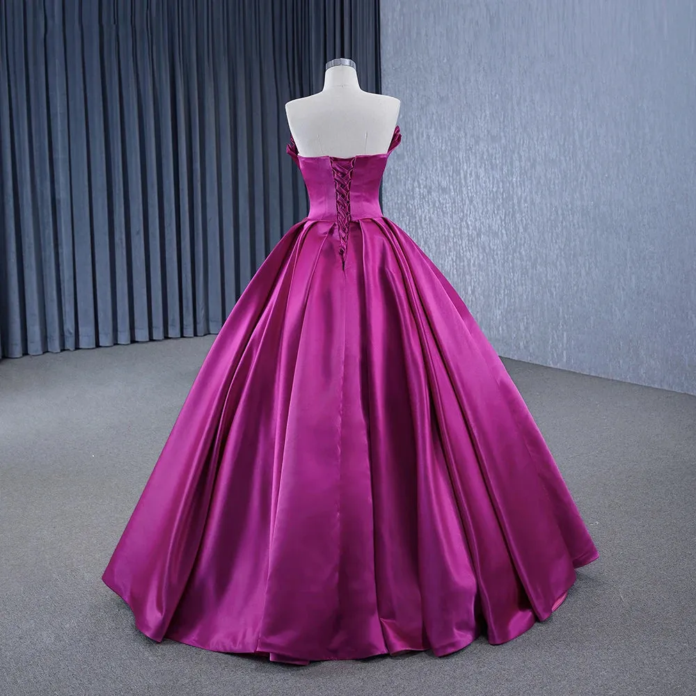Novelty A Line Satin Strapless Ball Gown Evening Dress for Women