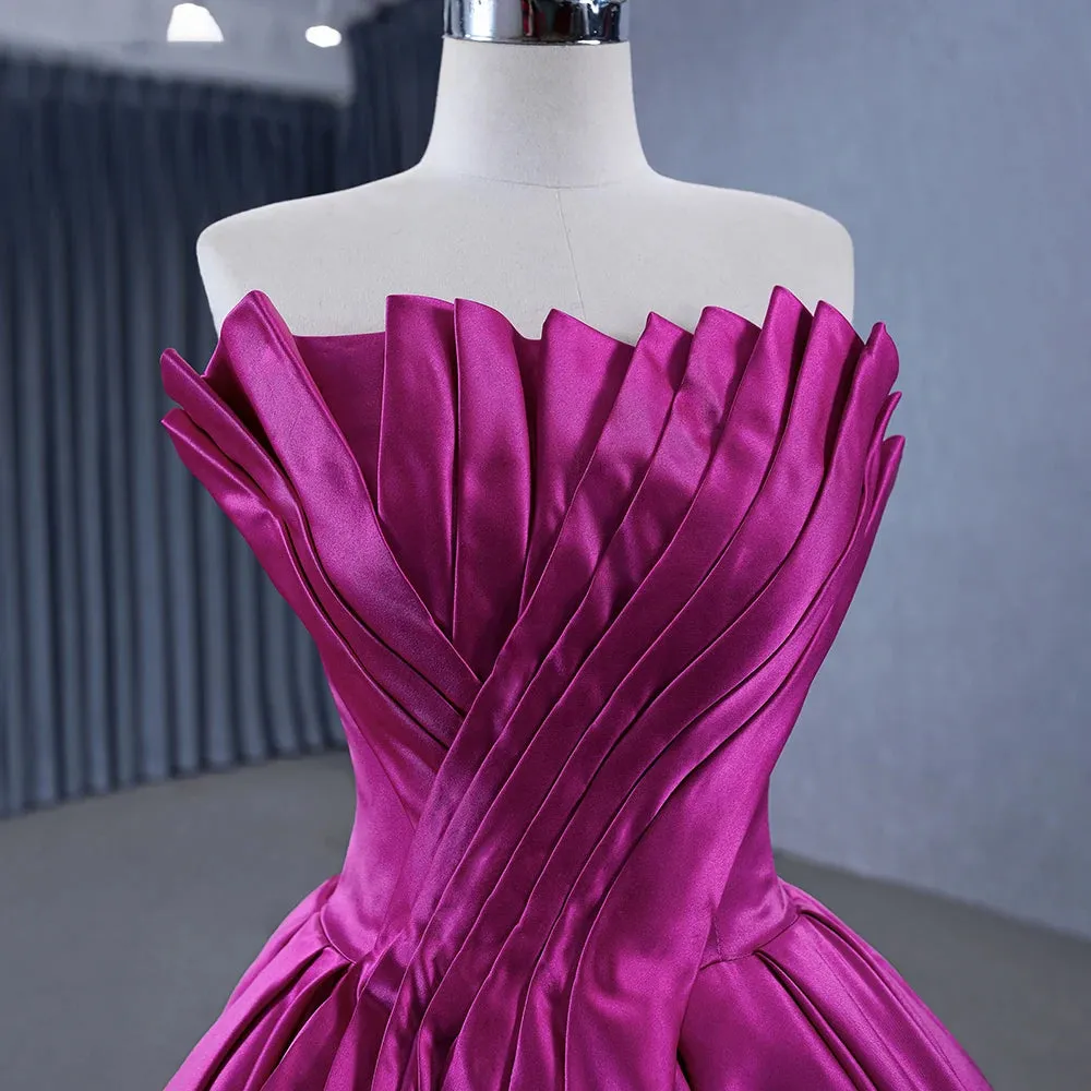 Novelty A Line Satin Strapless Ball Gown Evening Dress for Women