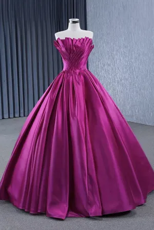 Novelty A Line Satin Strapless Ball Gown Evening Dress for Women