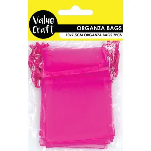 ORGANZA MINI 10CM X 7.5CM HOT PINK 7PC