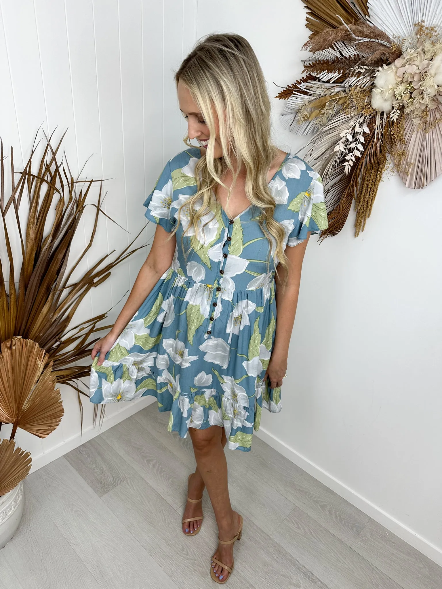 Palmer Dress- Blue/floral