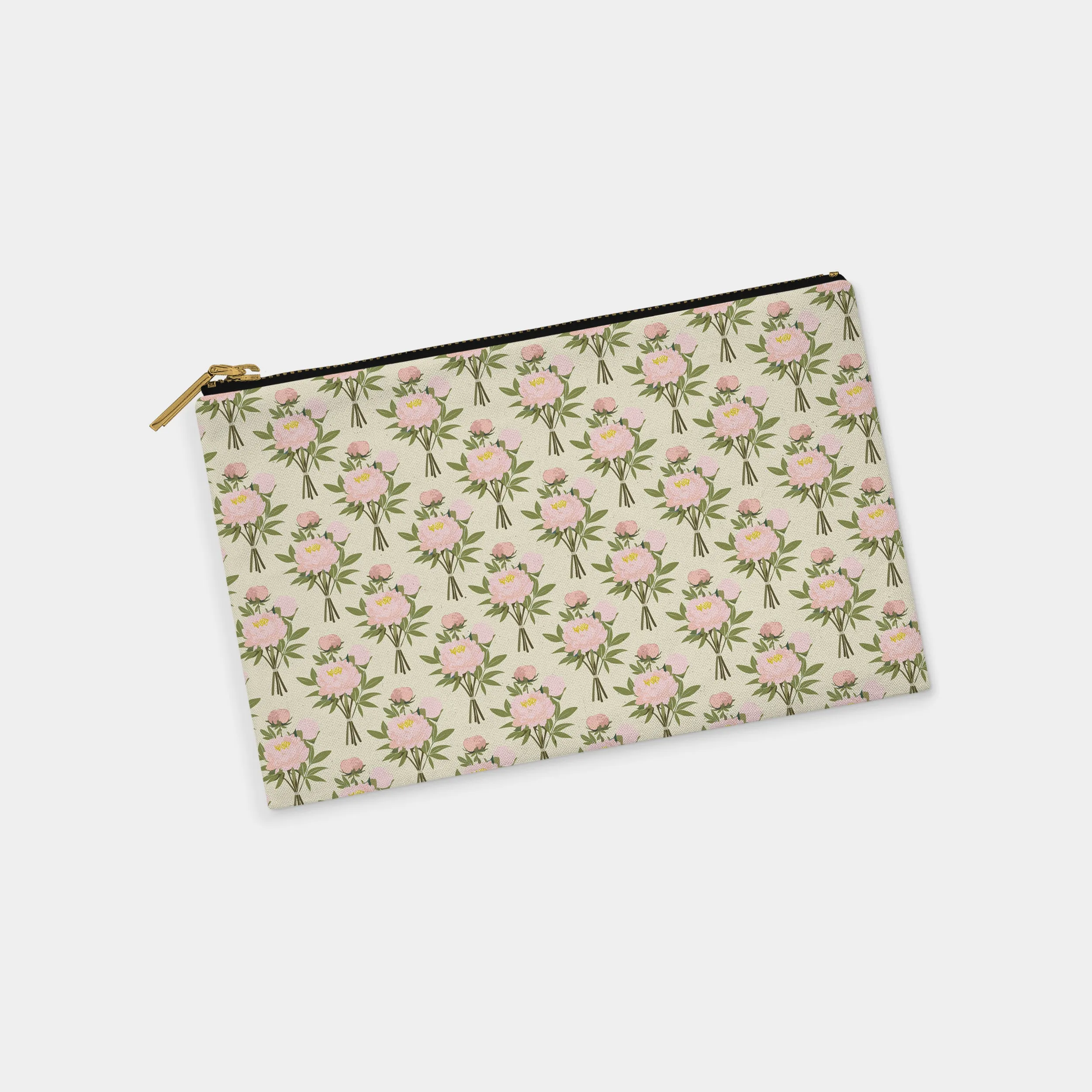Peony Bouquet Personalized Zipper Pouch (on sand)