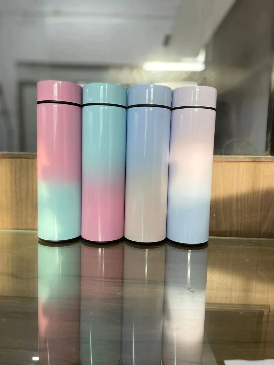 Personalised Pastel Temperature Display Bottle & All in One Men's Combo (4 pcs)  - Grey