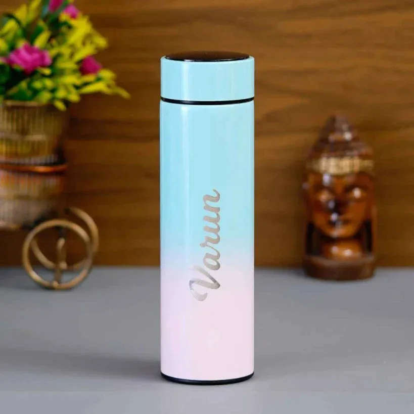 Personalised Pastel Temperature Display Bottle & All in One Men's Combo (4 pcs) - Royal Blue