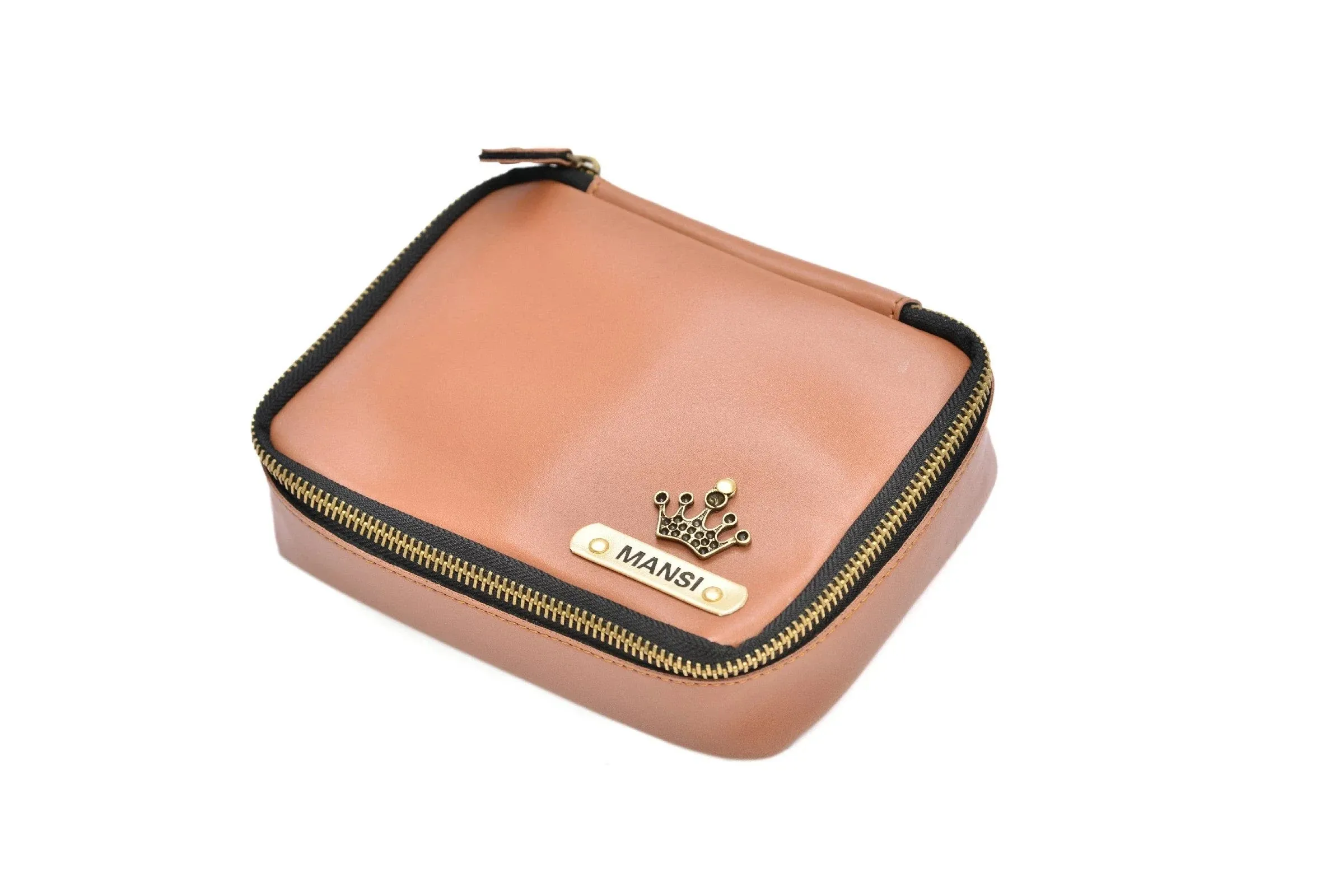 Personalized Couple's Combo : Mini Makeup Kit & Men's Wallet-Tan