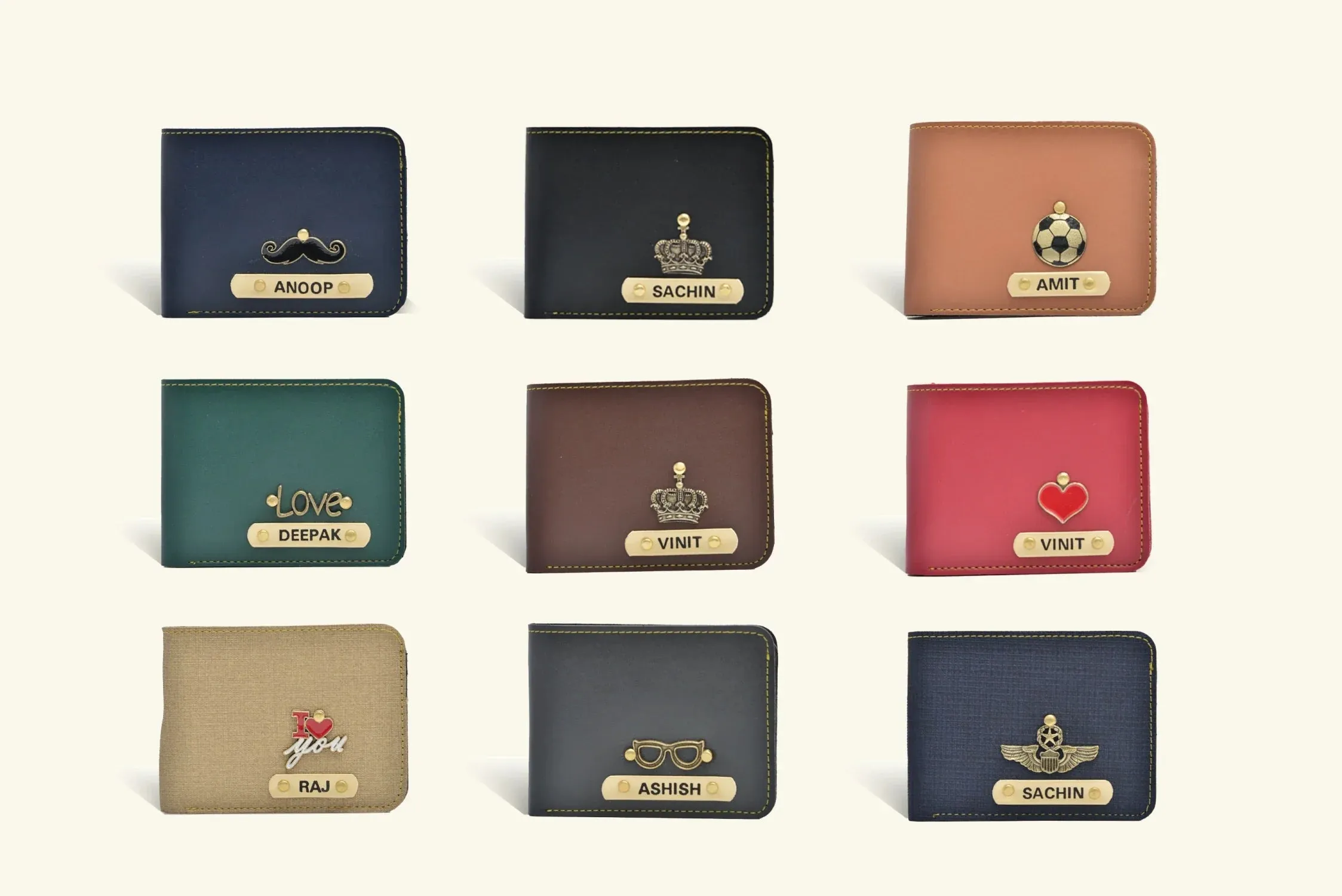 Personalized Couple's Combo : Mini Makeup Kit & Men's Wallet-Tan