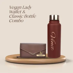 Personalized Lady Wallet with Classic Bottle - Brown