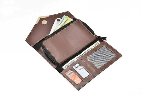 Personalized Lady Wallet with Classic Bottle - Brown