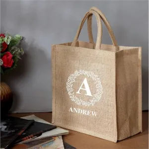 Personalized Monogram Beach Bag Custom Burlap Bags Large Beach Tote Bags