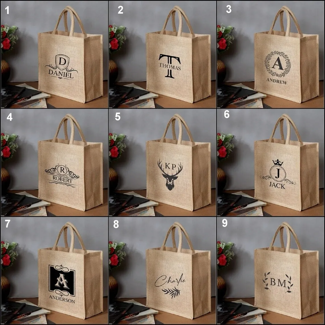 Personalized Monogram Beach Bag Custom Burlap Bags Large Beach Tote Bags