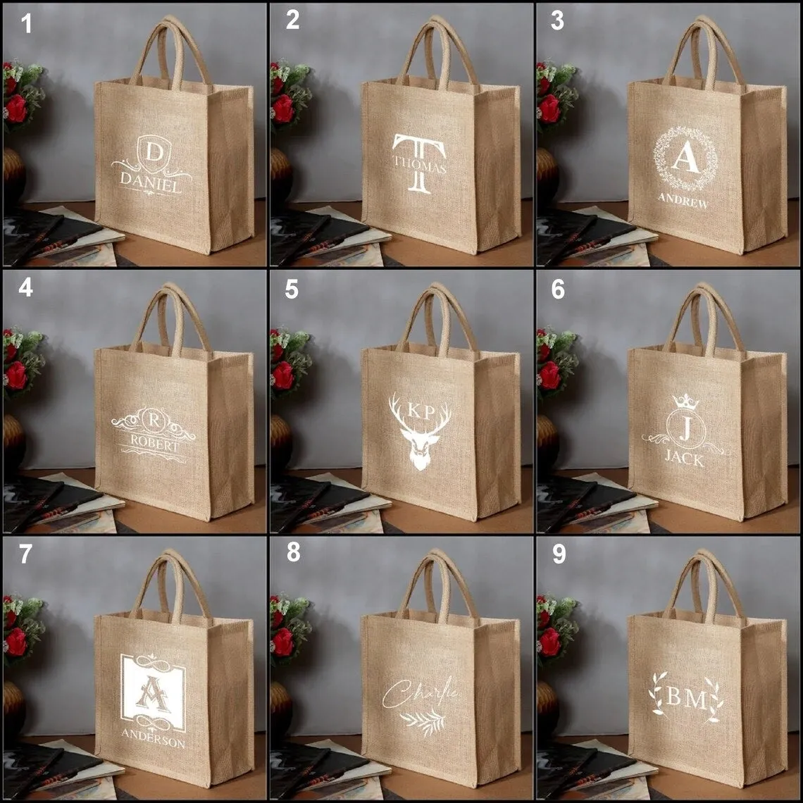 Personalized Monogram Beach Bag Custom Burlap Bags Large Beach Tote Bags