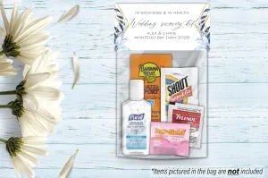 Personalized Wedding Hangover Recovery Kit Bag & Topper - Dainty Dusty Blue