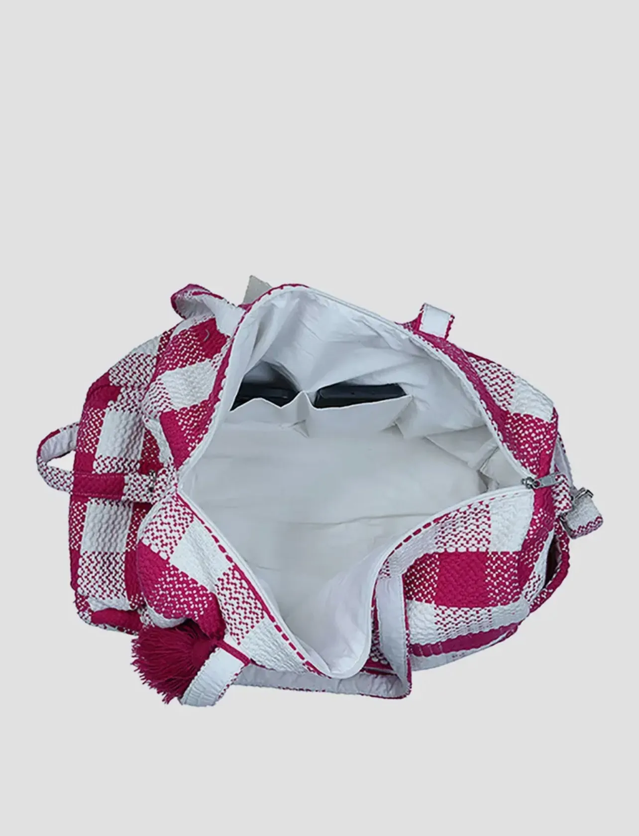 Pink Checkered Weekender Tote