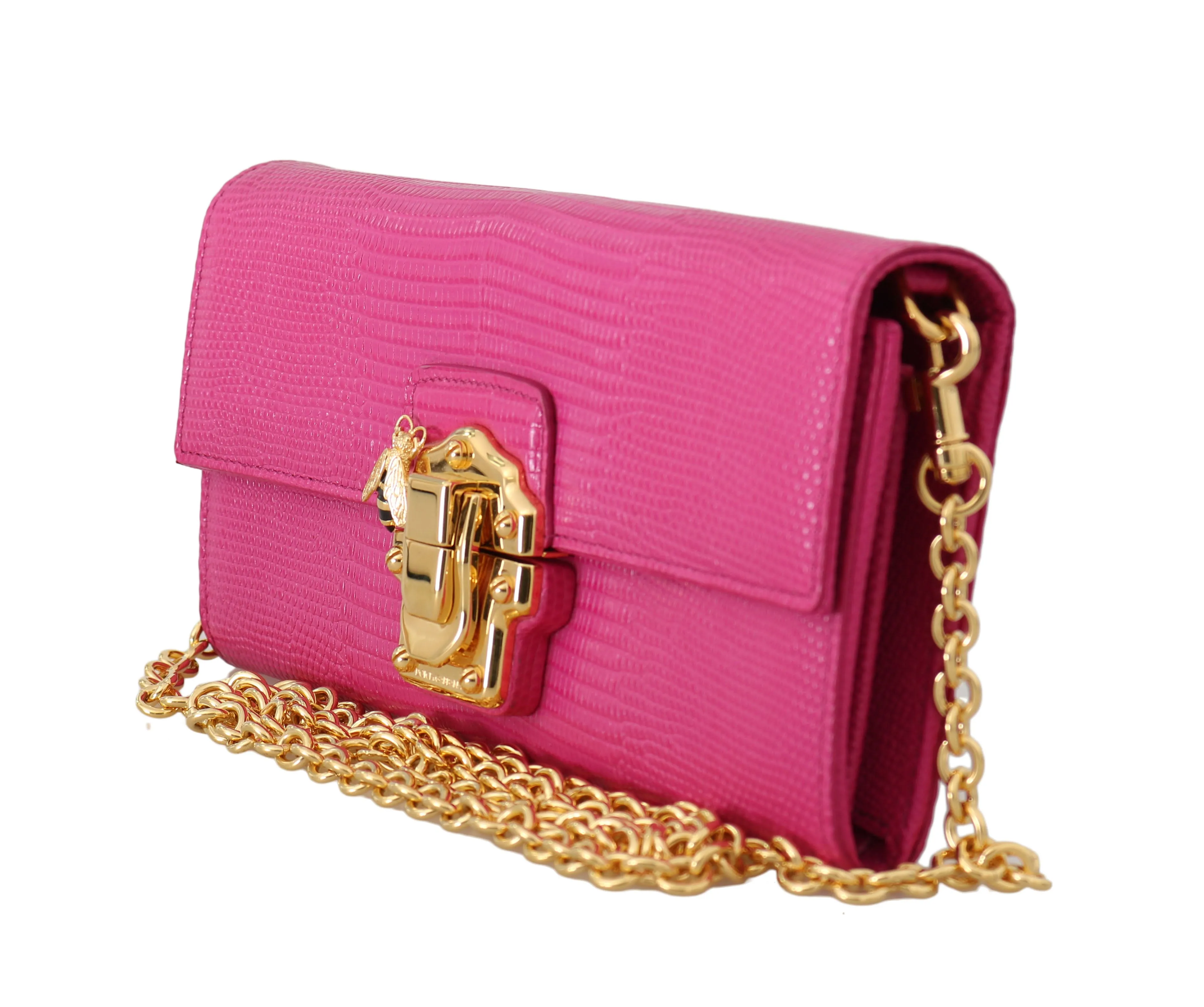 Pink Leather LUCIA Clutch Shoulder Purse