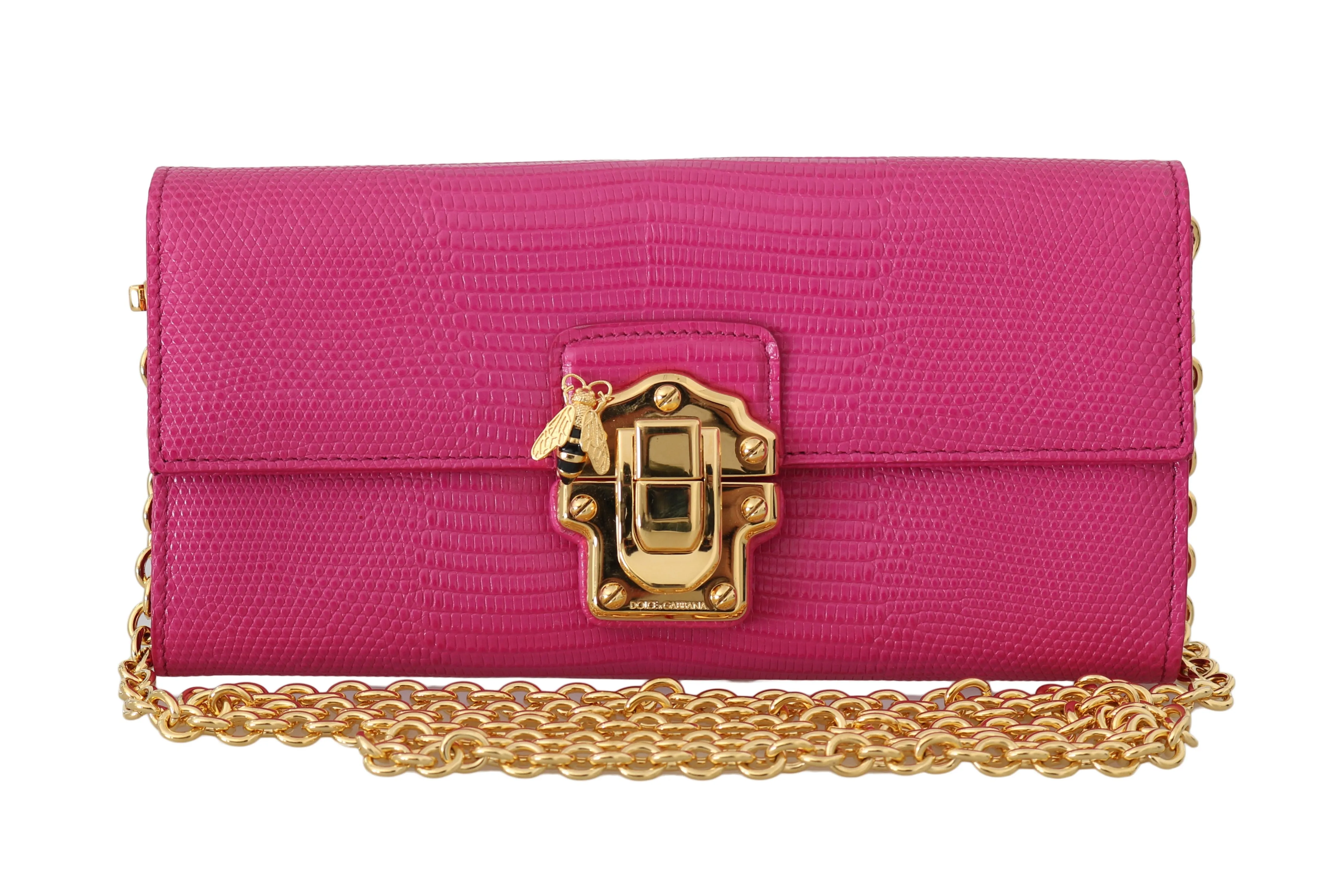 Pink Leather LUCIA Clutch Shoulder Purse